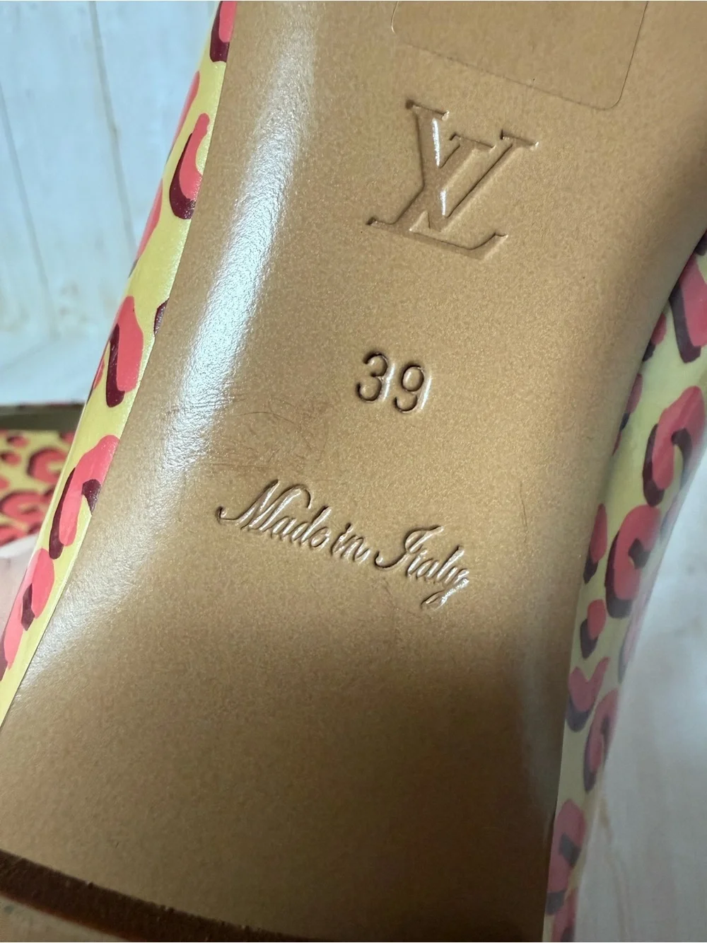 Louis Vuitton Leopard Print Patent Leather Ballet Flat Blanc Corail Sz 39 / 9